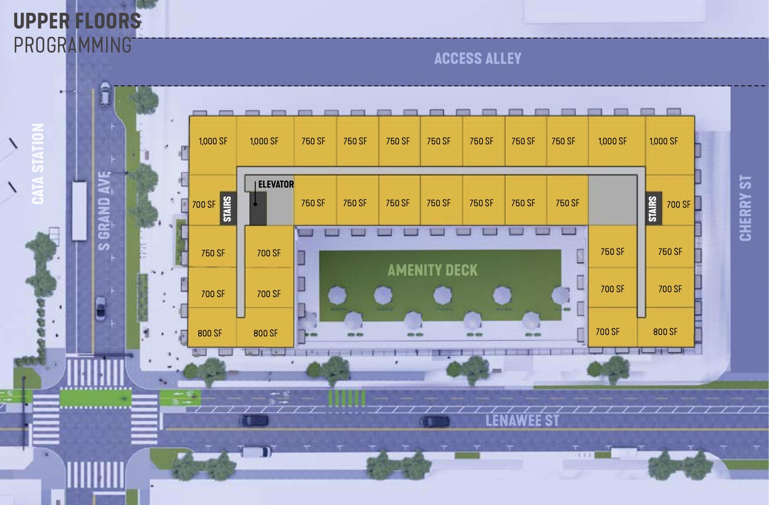 Rendering of possible development opportunity on Grand Ave